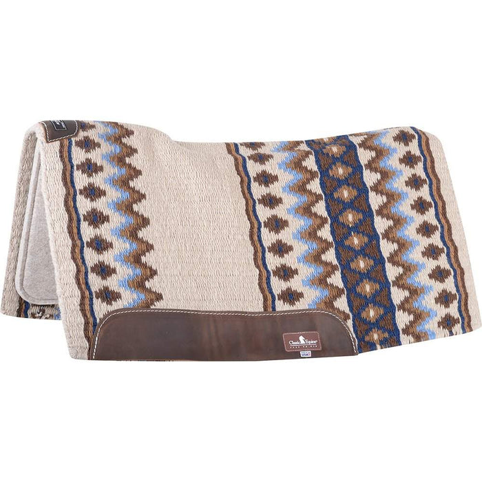 Classic Contour Wool Top Felt 34 x 38 Saddle Pad Ivory/Periwinkle