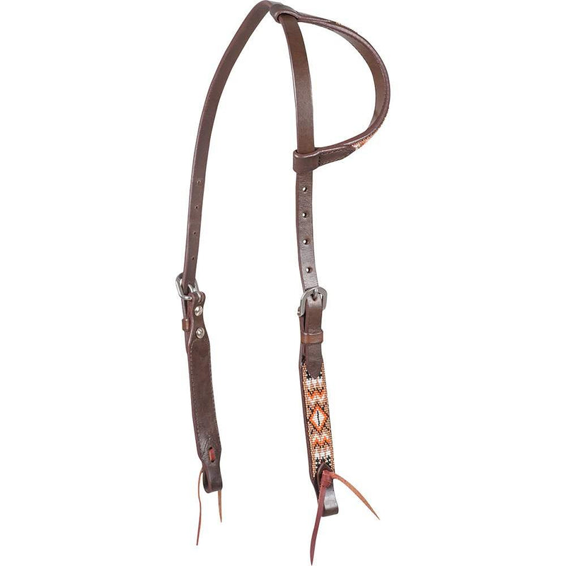 Cashel Company Tan/Orange Beaded Slip Ear Headstall