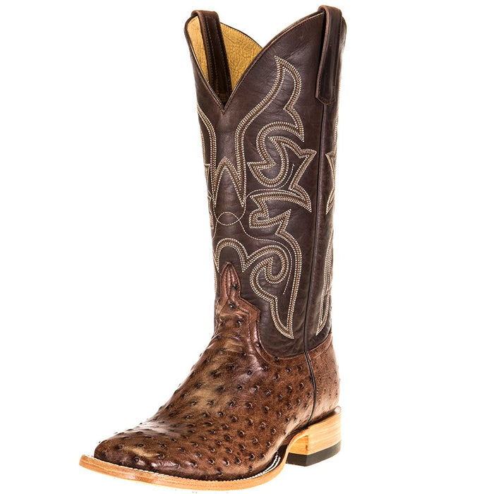 Mens Top Hand Kango Tobac Full Quill Ostrich 13in Chocolate Cowboy Boots