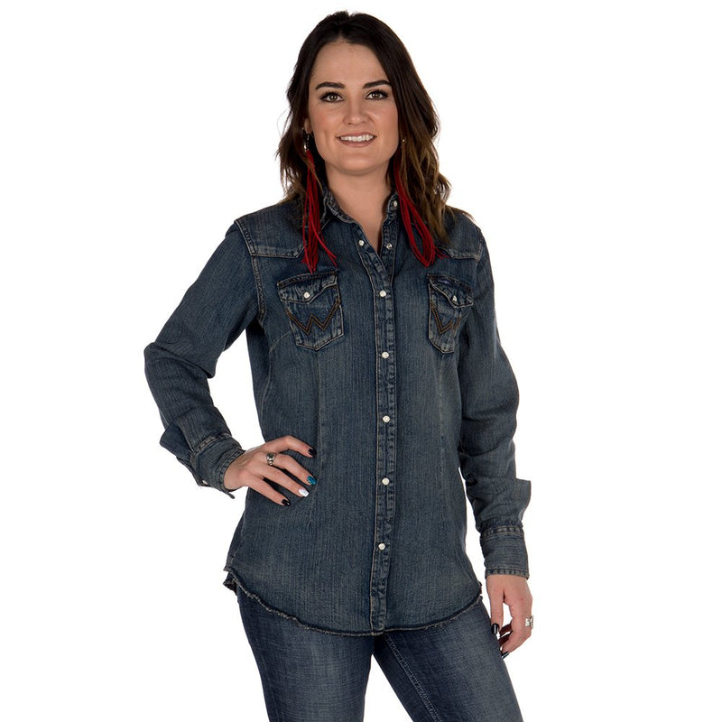 Women's Vintage Denim Snap Shirt