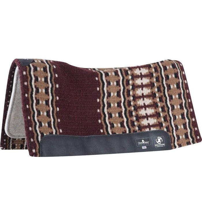 Classic Zone Wool Top 34 x 38 Saddle Pads Burgundy/Brown