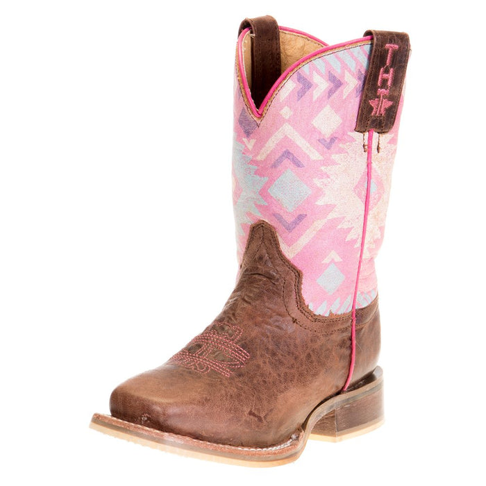 Youth Tin Haul Pink Moon Teepee Sole 10` Shaft Cowgirl Boots