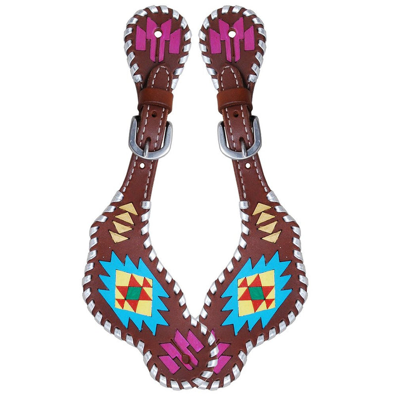 Painted Aztec Ladies Spur Straps