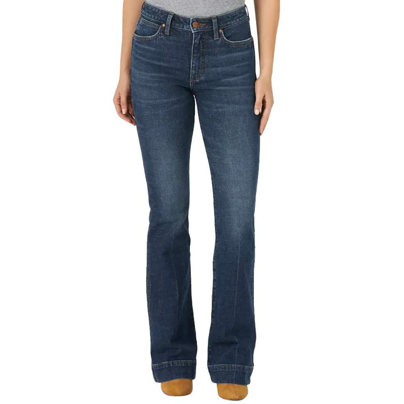 Wrangler Women's Retro High Rise Bailey Bootcut Dark Wash Trouser Jeans