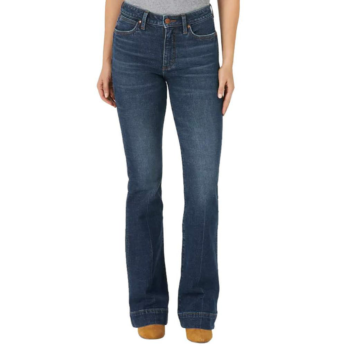 Wrangler Women's Retro High Rise Bailey Bootcut Dark Wash Trouser Jeans