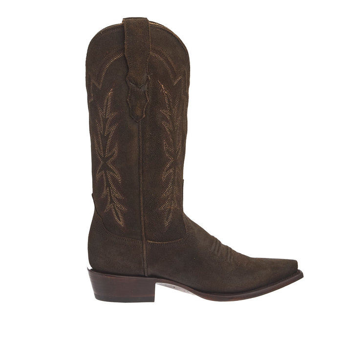 Stetson Footwear Women's Olive Suede Vamp 13In Olive Suede Embroidered Top Boot