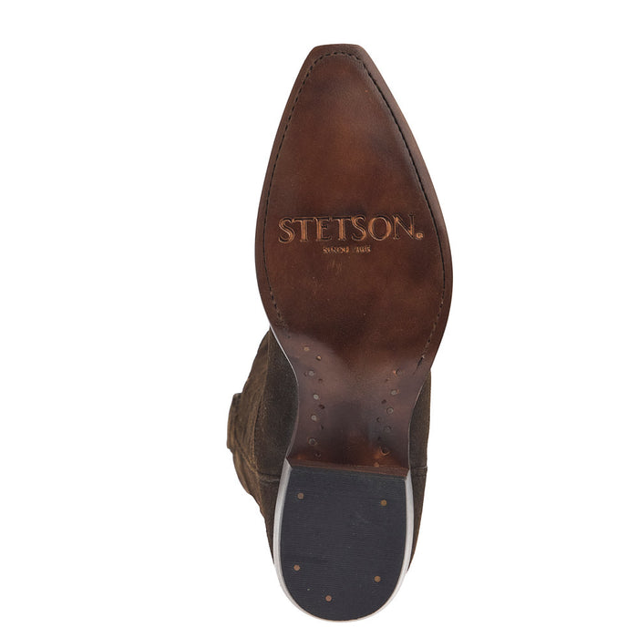 Stetson Footwear Women's Olive Suede Vamp 13In Olive Suede Embroidered Top Boot