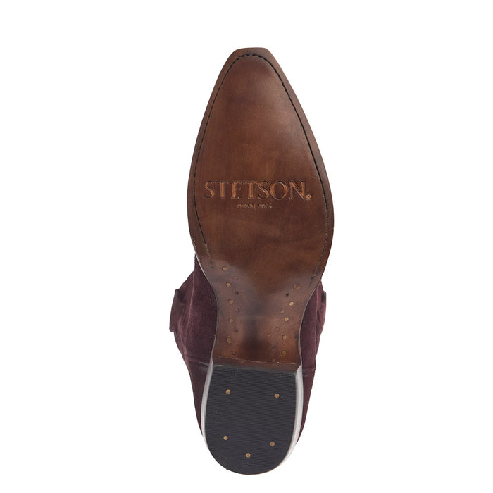 Stetson Footwear Women's Wine Vamp 13In Wine Embroidered Top Boot