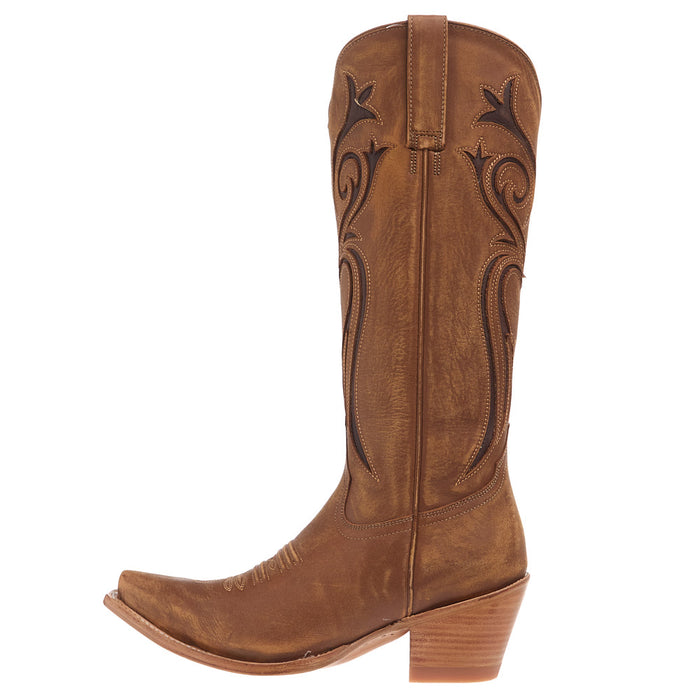 Stetson Footwear Women's Gold Calf Vamp 15In Gold Calf Embroidered Top Boot