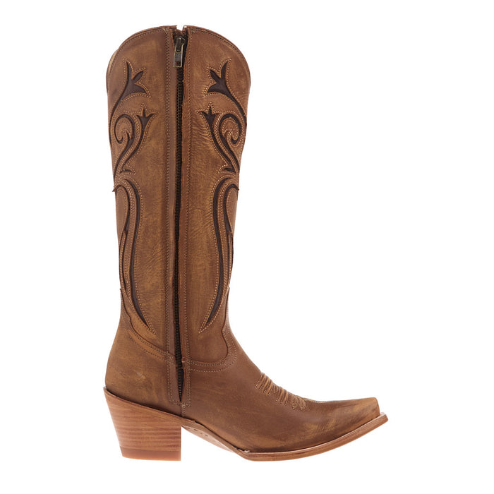 Stetson Footwear Women's Gold Calf Vamp 15In Gold Calf Embroidered Top Boot