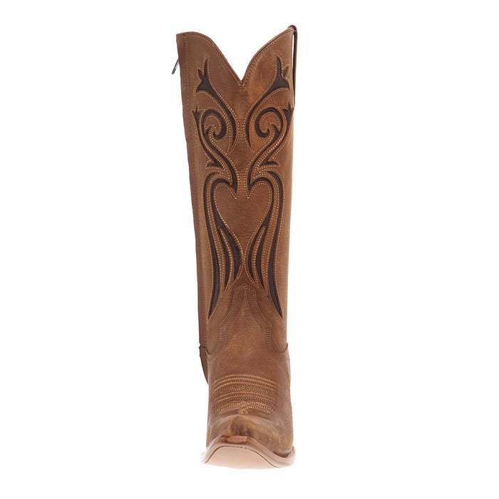 Stetson Footwear Women's Gold Calf Vamp 15In Gold Calf Embroidered Top Boot