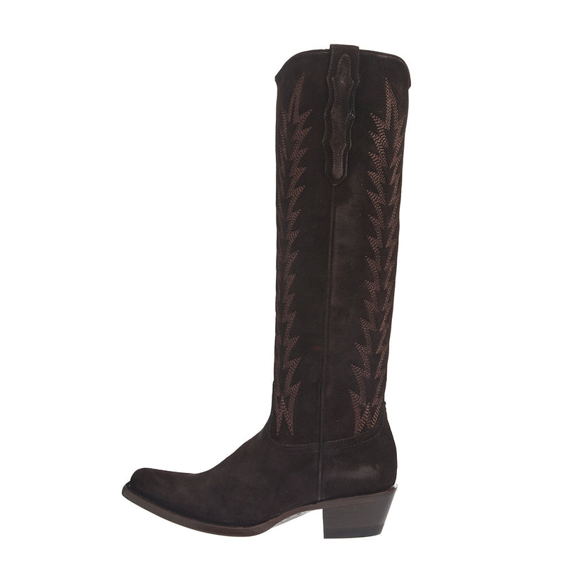 Stetson Footwear Women's Brown Suede Vamp 18In Brown Suede Embroidered Top Boot