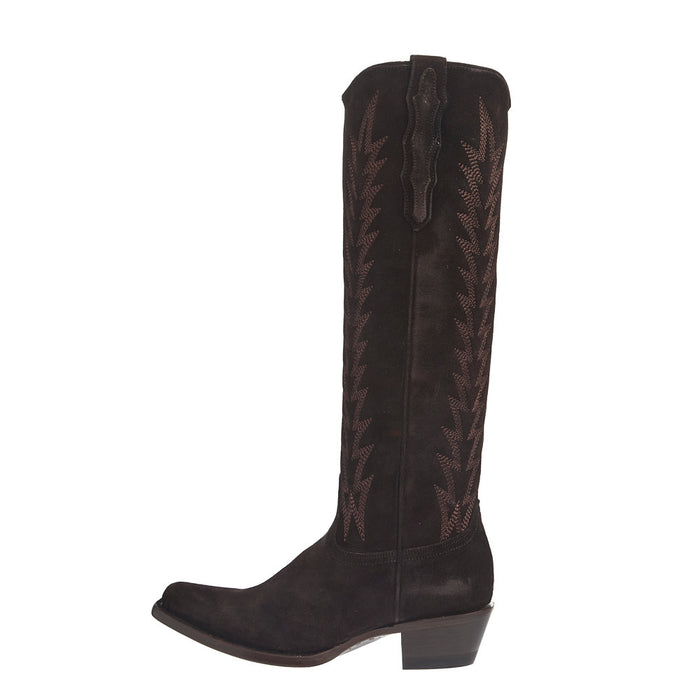 Stetson Footwear Women's Brown Suede Vamp 18In Brown Suede Embroidered Top Boot