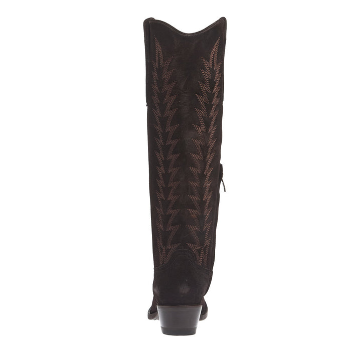 Stetson Footwear Women's Brown Suede Vamp 18In Brown Suede Embroidered Top Boot