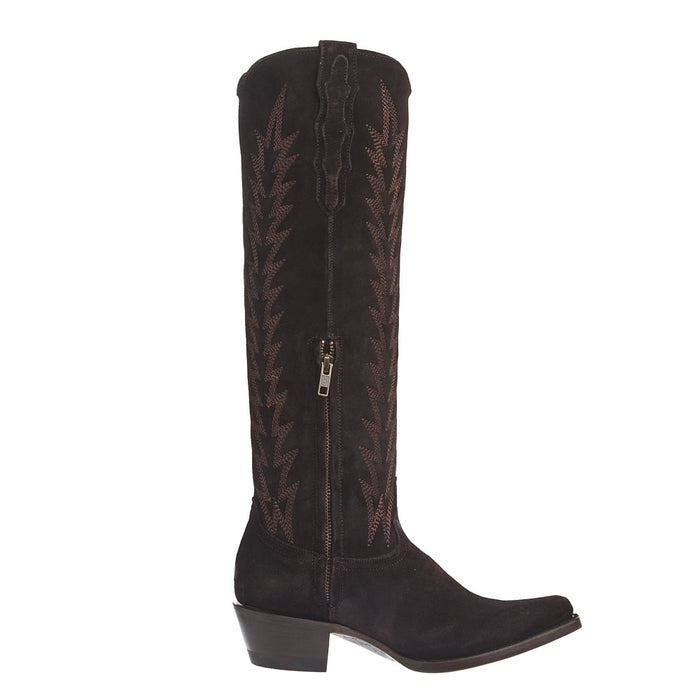 Stetson Footwear Women's Brown Suede Vamp 18In Brown Suede Embroidered Top Boot