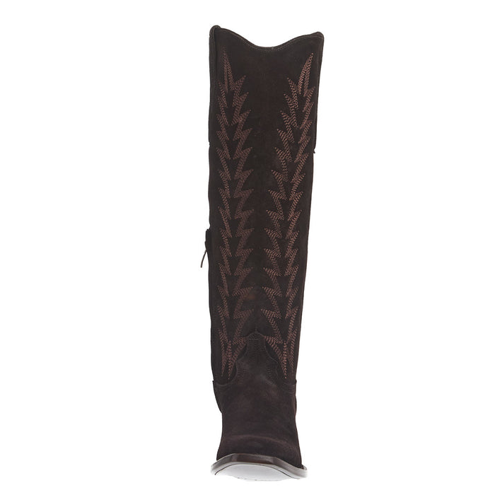 Stetson Footwear Women's Brown Suede Vamp 18In Brown Suede Embroidered Top Boot