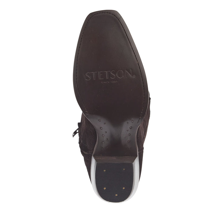 Stetson Footwear Women's Brown Suede Vamp 18In Brown Suede Embroidered Top Boot