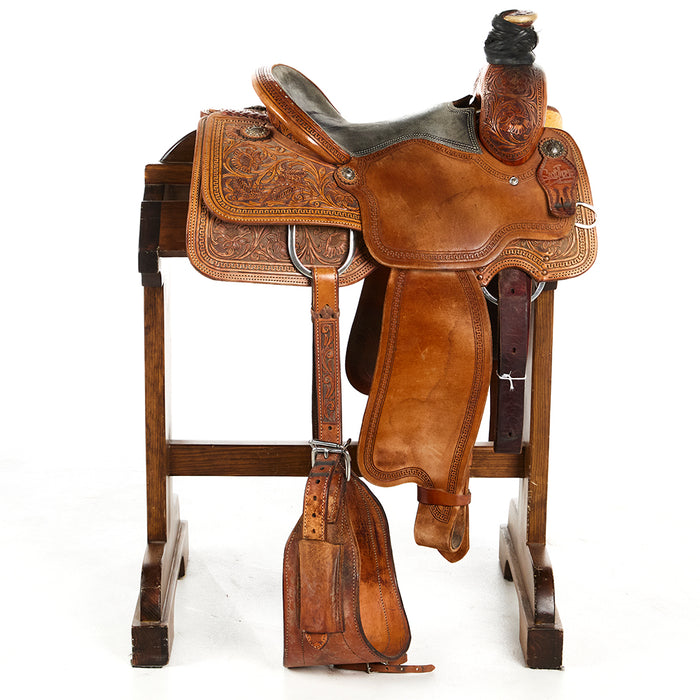 NRS Used 14in 1/2 Breed Floral Tooled All Around Saddle