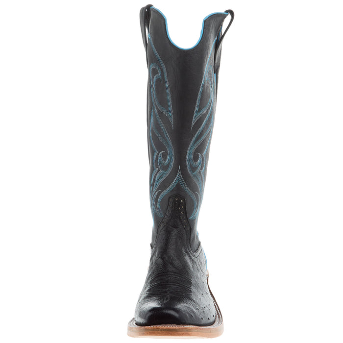 Rios Of Mercedes Men's Ride Ready Black Smooth Ostrich 15in Black Buffamonte Top Cowboy