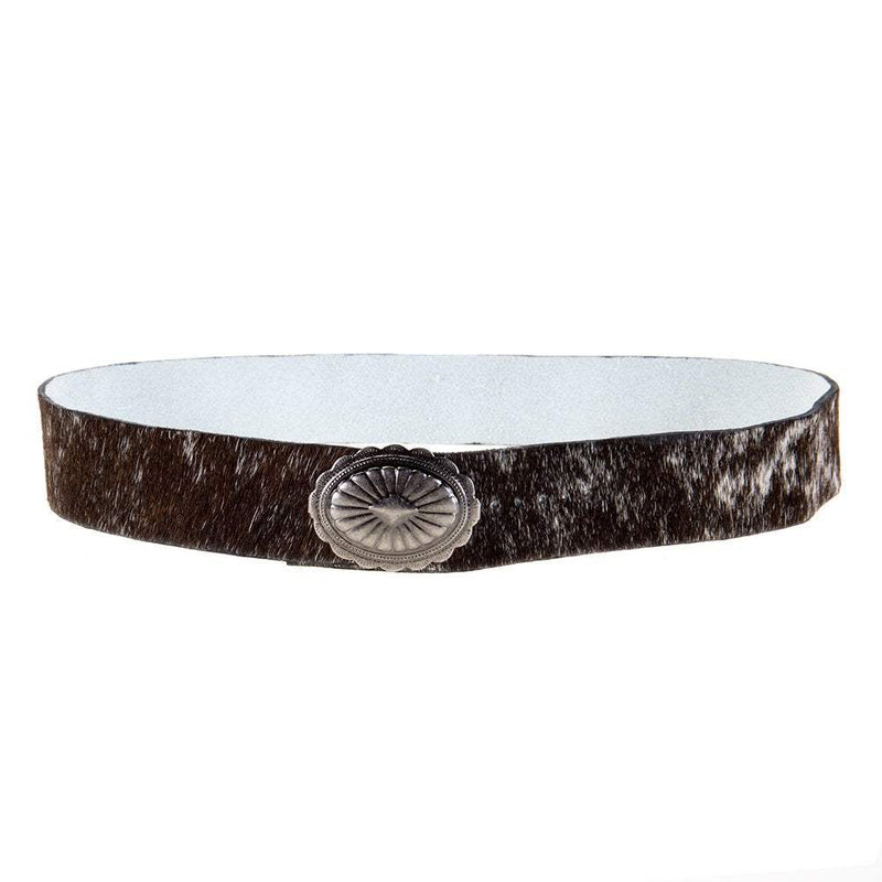 Austin Accent Inc. Brown Hair On Hide Hat Band with Oval Concho