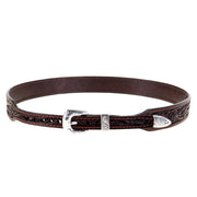 Brown Leather Rose Tooled Hat Band