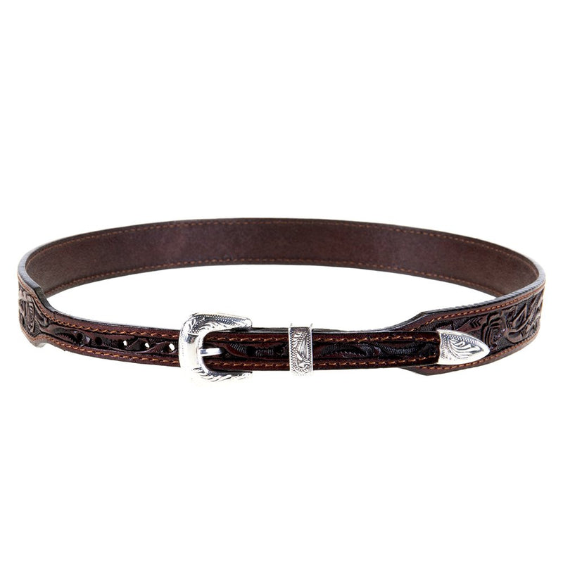 Brown Leather Rose Tooled Hat Band