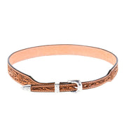 Natural Leather Rose Tooled Hat Band