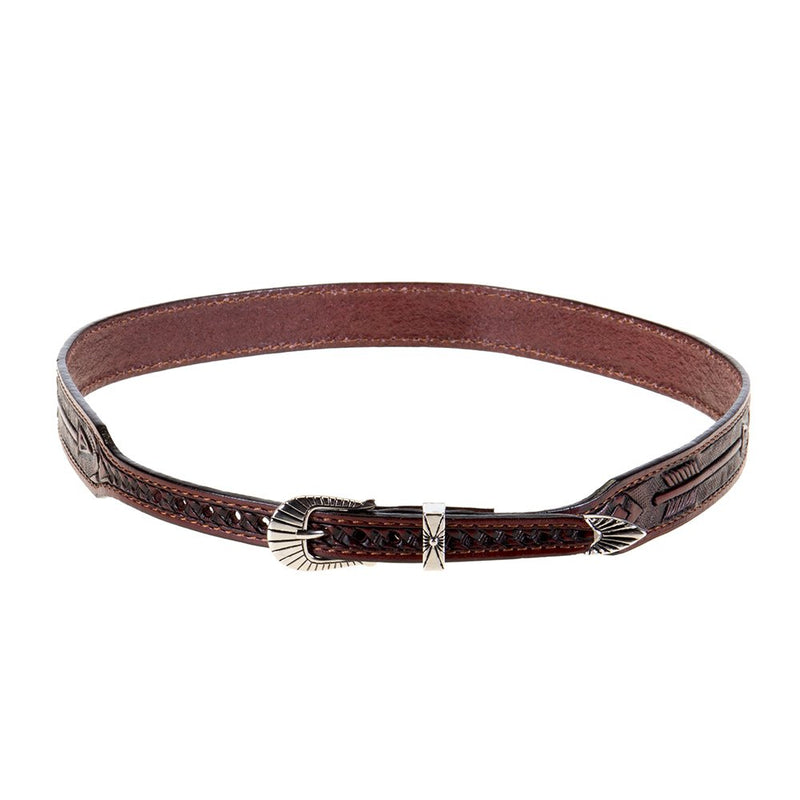 Brown Leather Arrow Tooled Hat Band