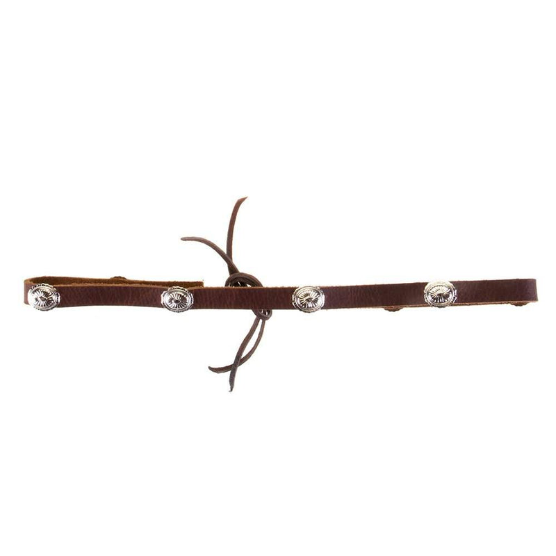 Austin Accent Inc. Brown Leather Tie Hat Band with Oval Conchos