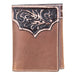 Leather Tri-Fold Wallet with Tooled Accents