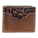 Men's Leather Bi Fold Wallet with Tooled Accents
