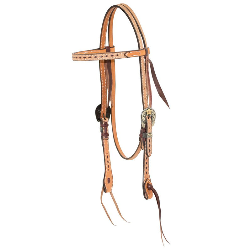 5/8in Roughout Buckstitch Browband Headstall with Vegas Buckles