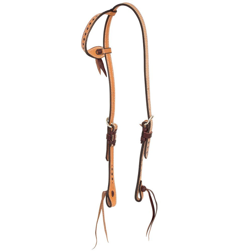 5/8in Roughout Buckstitch Single Ear Headstall with Cowboy Knots