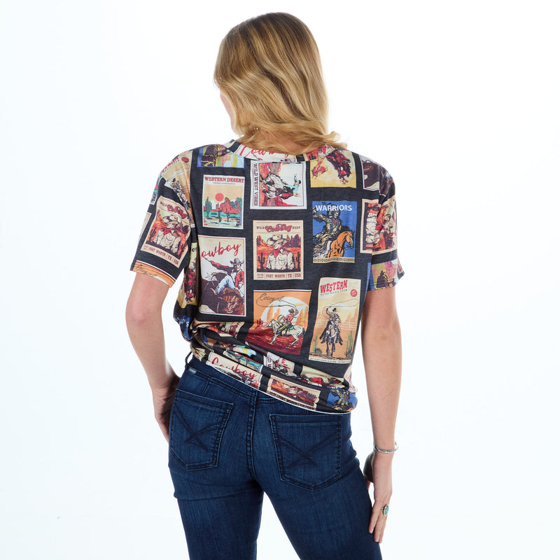 Avery Womens Vintage Western Print Tee