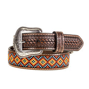 Kid's Basket Weave Belt with Aztec Inlay