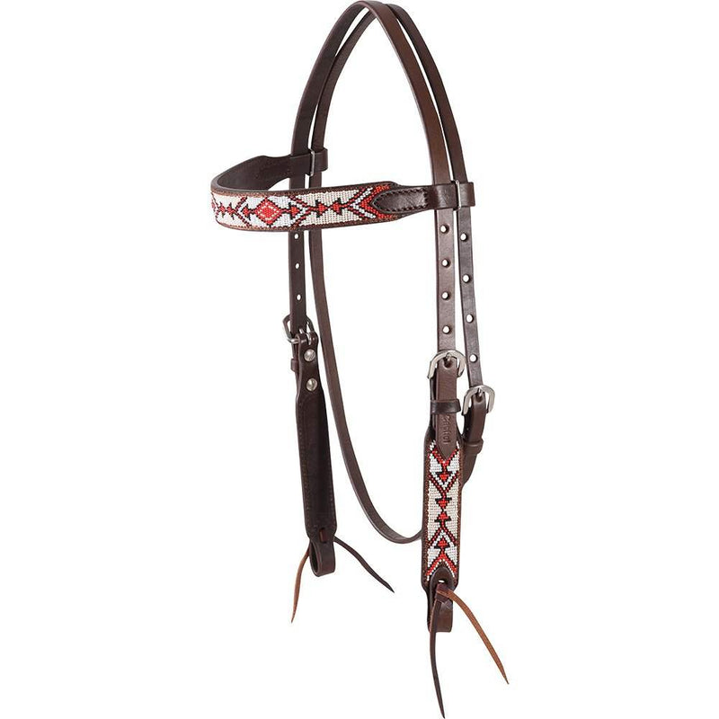 Cashel Company White/Red Beaded Browband Headstall