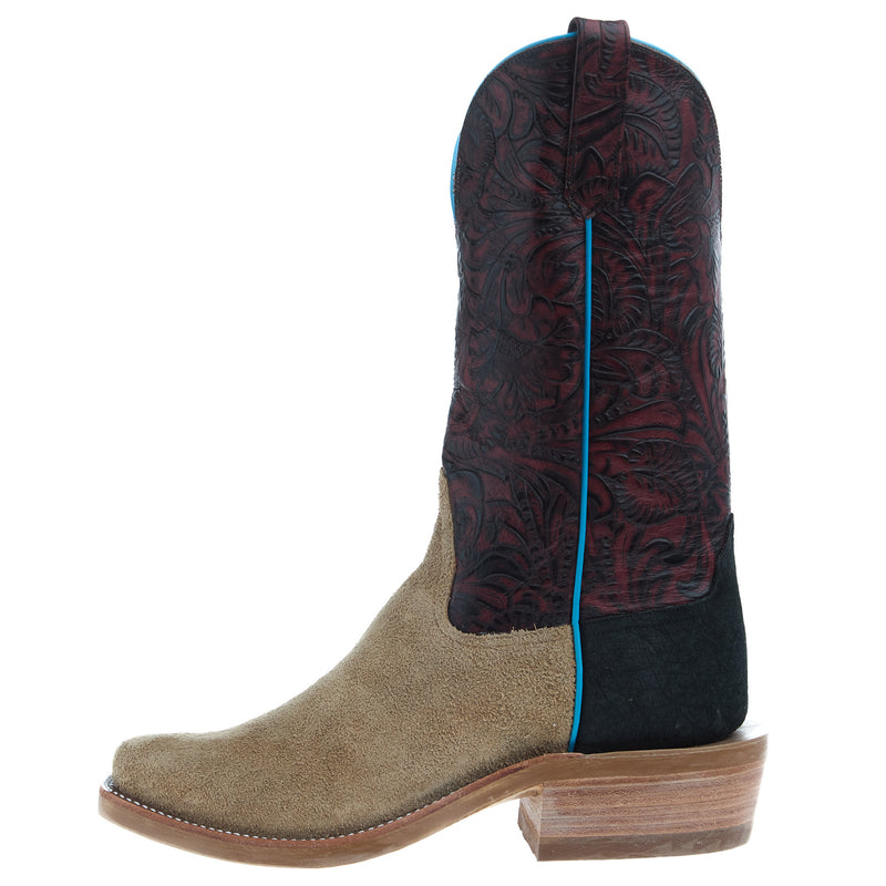 Rios Of Mercedes Men's Ride Ready Tan Camel Beeswax Vamp 13 In Tooled Top Cowboy Boot