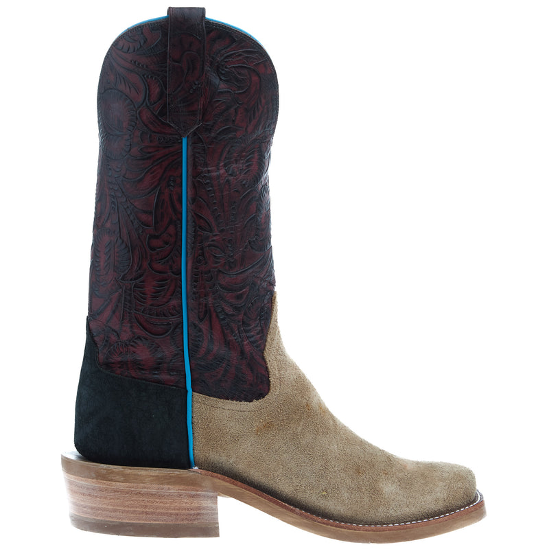 Rios Of Mercedes Men's Ride Ready Tan Camel Beeswax Vamp 13 In Tooled Top Cowboy Boot
