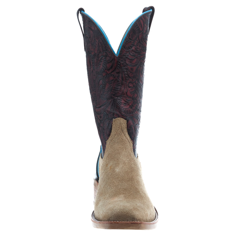 Rios Of Mercedes Men's Ride Ready Tan Camel Beeswax Vamp 13 In Tooled Top Cowboy Boot