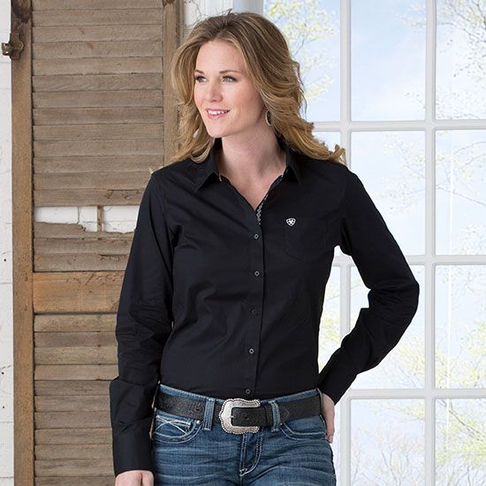Ariat Womens Kirby Black Stretch Button Down Shirt