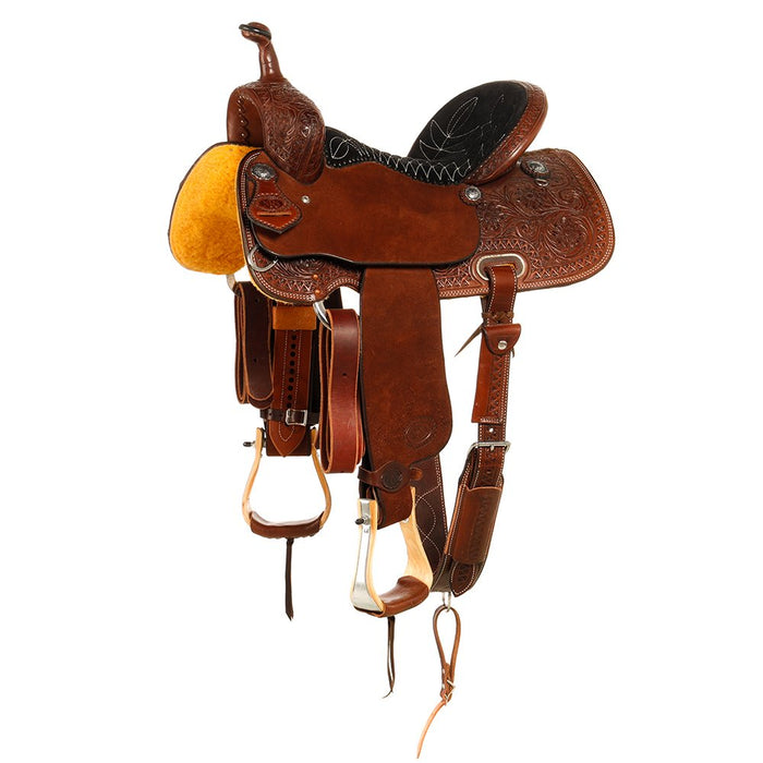 NRS Competitor Series Lily Flower Chocolate roughout w/ quilted seat barrel saddle