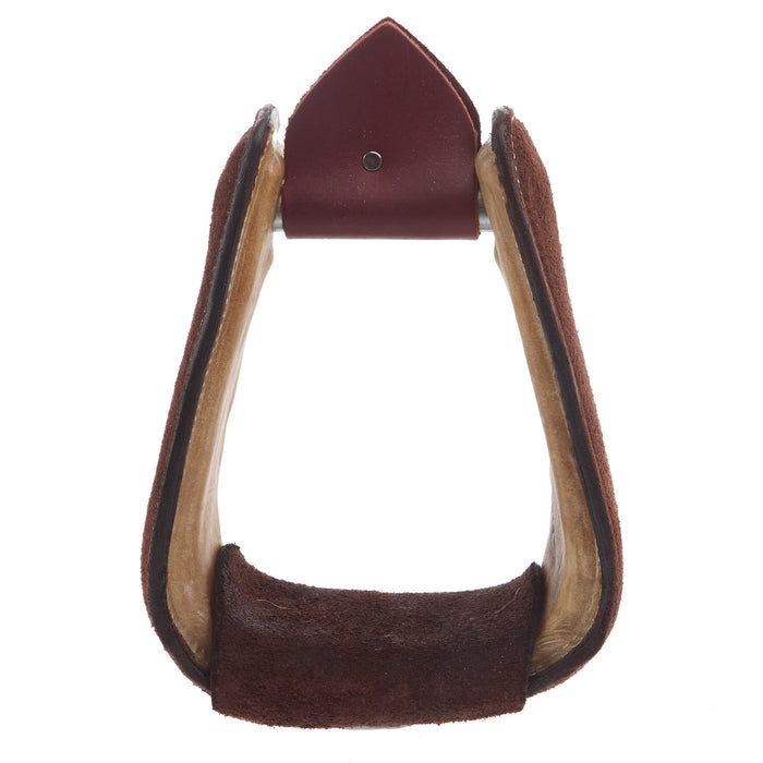 Nrs Competitors Chocolate Roughout Leather and Rawhide Roper Stirrups