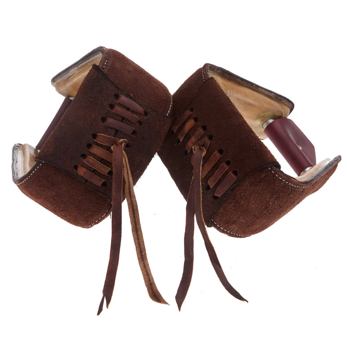 Nrs Competitors Chocolate Roughout Leather and Rawhide Roper Stirrups
