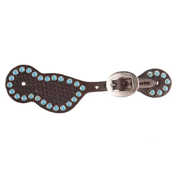 Cowperson Tack Ladies Turquoise Dot Silver Buckle Spur Straps
