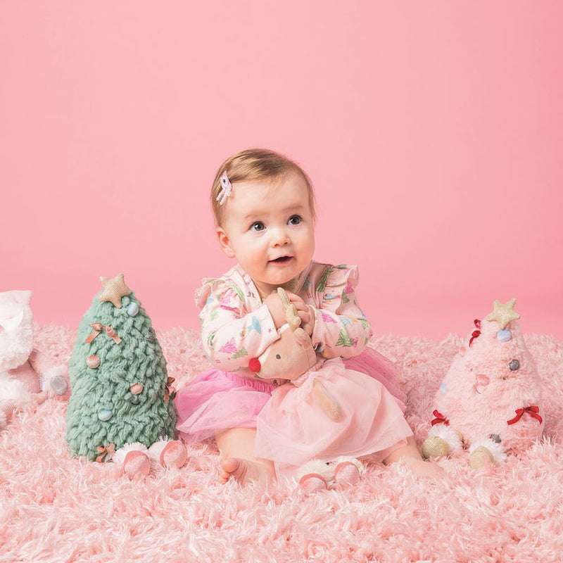 Mud Pie Faux Mink Pink Christmas Tree Plush Pal