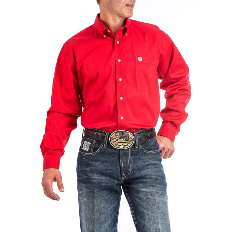 Men's Red Pinpoint Oxford Button Down Shirt
