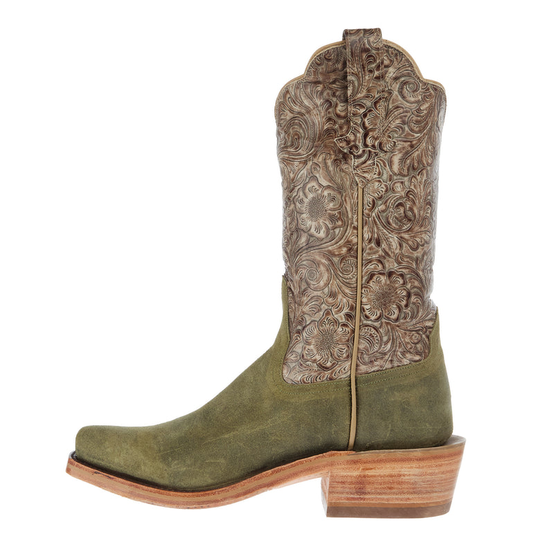 Rios Of Mercedes Women`s Ride Ready Sage Waxy Kudu 12In Ivory Choc. Embossed Top Cowgirl Boot