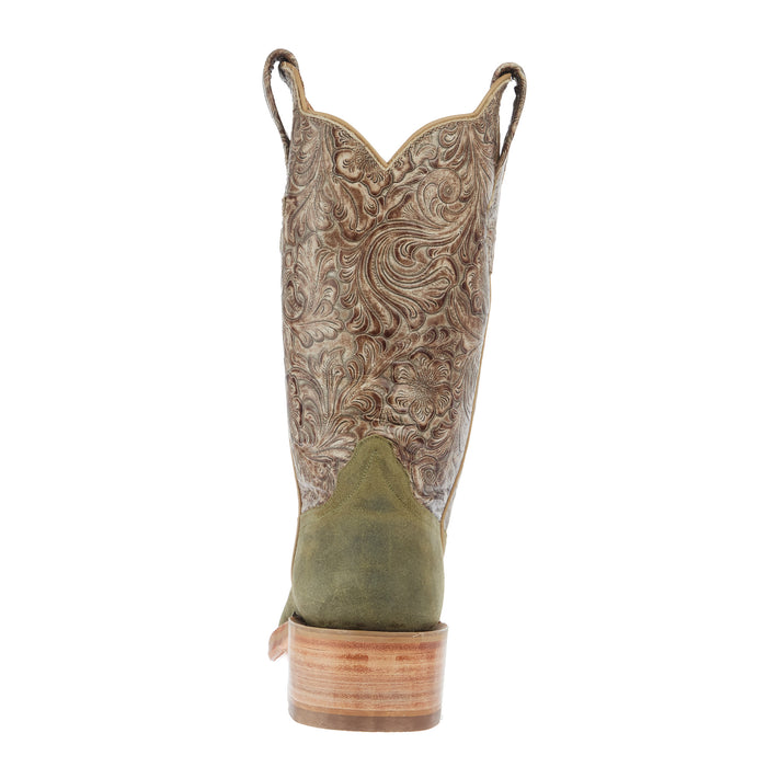 Rios Of Mercedes Women`s Ride Ready Sage Waxy Kudu 12In Ivory Choc. Embossed Top Cowgirl Boot