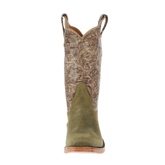 Rios Of Mercedes Women`s Ride Ready Sage Waxy Kudu 12In Ivory Choc. Embossed Top Cowgirl Boot