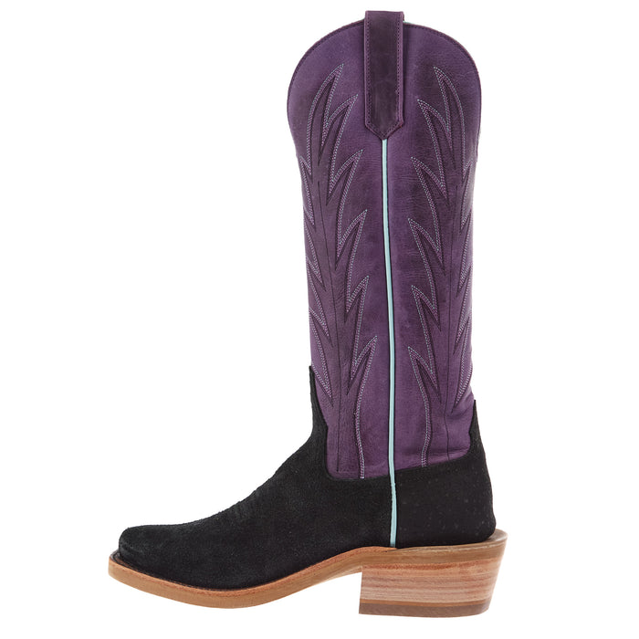 Rios Of Mercedes Women`s Ride Ready Black Wyoming Reverse 15In Violet Buffamonte Top Cowgirl Boot